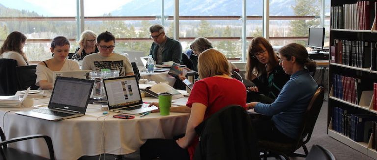 What appears to be a working community collaborating