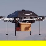 Amazon drone delivering a package