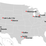 Map of US showing labeled with Sanctuary cities