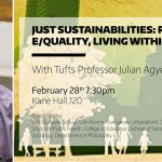 A portrait of Agyeman and graphic detailing his talk.