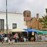 The Ave Foundation's encampment on University Way ("The Ave") near the University of Washington campus. Protesters at the encampment are advocating for homeless rights.