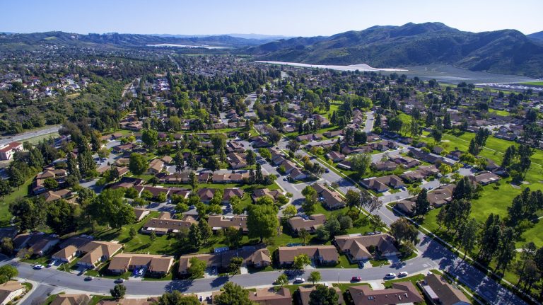 Drone photo of a residential neighborhood