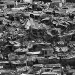 Aftermath of an earthquake on buildings