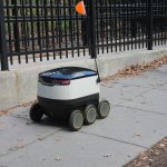 Postmates Delivery Robot in the 1600 block of P Street, NW, Washington DC, 25 October 2017.