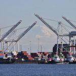 Port of Seattle and Mount Rainier.