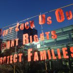 Tenant Rights Protect Families banner at Tenant Rights Rally - December 2017