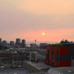 Wildfire smoke settles over downtown Seattle.