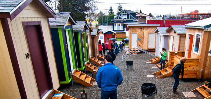 Seattle's first Tiny House Village for homeless families.