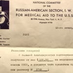 This letter thanking the Seattle lodge of the International Workers’ Order for support for Soviet war relief was found hidden in a ceiling of a house on Beacon Hill.