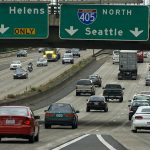 Traffic volumes on I-405 range from 83,000 to 125,000 vehicles per day. The freeway serves as a major interstate freight and commuter route.