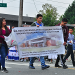 Contingent connected to the proposed Sea Mar Chicano-Latino Cultural Museum, Fiestas Patrias Parade, South Park, Seattle, September 2017. The museum, which opened on October 24, 2019, is the first in the Pacific Northwest to celebrate regional Latinx history and culture.