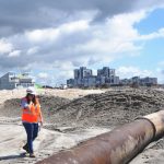 The work to repair Rockaway Beach in Queens, NY is part of a $36.5 million coastline restoration project placing nearly 3.5 million cubic yards of sand to repair severe erosion from Hurricane Sandy and reducing coastal storm risks.