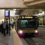 King County Metro bus in the Westlake transit tunnel, Seattle, WA.
