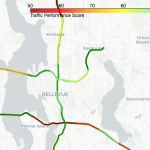 A month before tech companies asked workers to stay home, the Traffic Performance Score for various stretches of roadway during morning rush hour on I-5 and I-405 was as low as 27%.