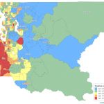 Positive cases of COVID-19 per 1,000 residents in King County census tracts as of August 23, according to the team's research. Values range from red (highest) to blue (lowest).
