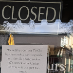 Coronavirus pandemic closure sign in Portland, Oregon.