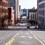 A semi-empty street in Tacoma Washington.