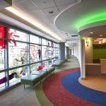 A colorful clinic waiting area.