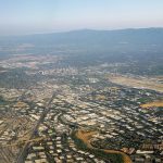 Silicon Valley; specifically, the North First Street area of San Jose, looking southbound down Interstate 880 towards downtown San Jose