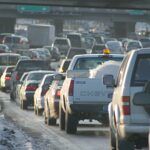 Car exhaust, traffic jam in Minneapolis Minnesota