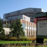The emergency care tower at Evergreen Hospital Medical Center in Kirkland, Washington.