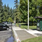 Electric vehicles charging at a public charging station in Clark County, WA