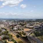 Aerial view of Vancouver, Washington, across the Columbia River from Portland, Oregon