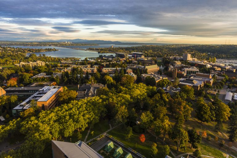 Aerial photograph of the University of Washington Seattle campus