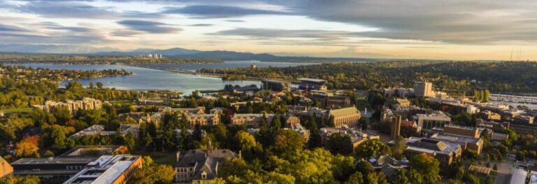 Aerial photograph of the University of Washington Seattle campus