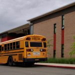 School bus in front of a Bellevue elementary school